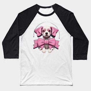 Puppy Pink Bow Baseball T-Shirt